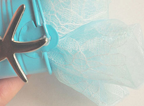 Μπομπονιέρα αστερίας κουβαδάκι γαλάζιο