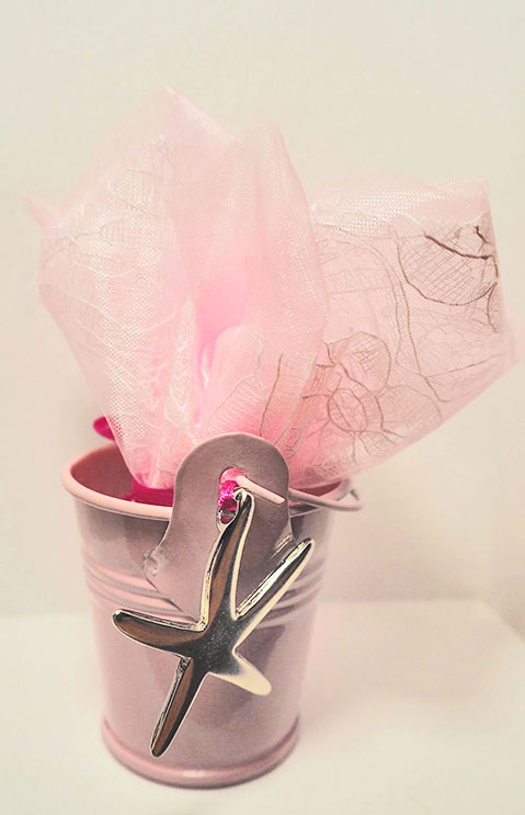 Αστερίας μπομπονιέρα κουβαδάκι γλαστράκι ροζ - 3