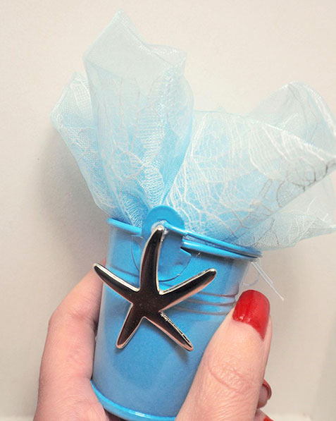 Αστερίας μπομπονιέρα κουβαδάκι γλαστράκι γαλάζιο - 5