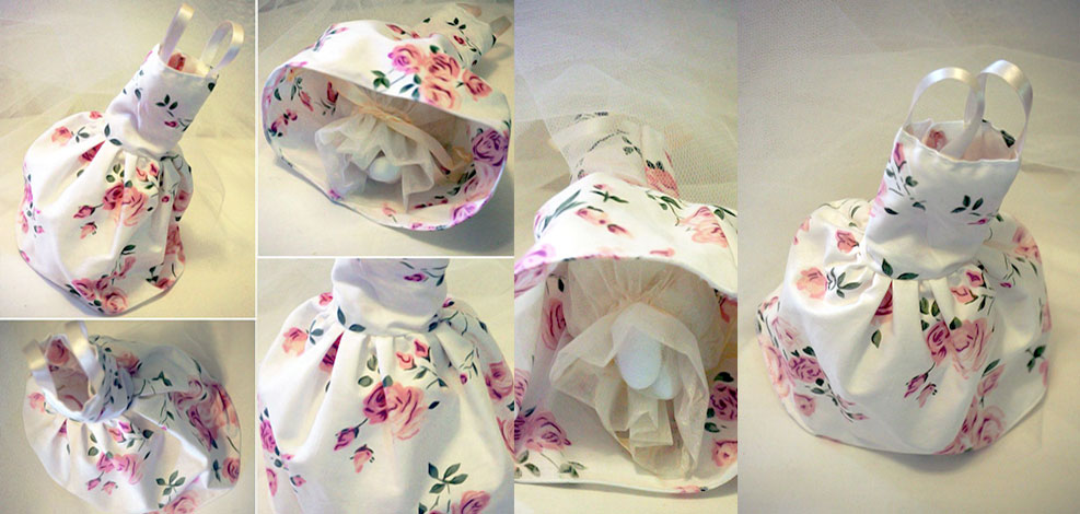 Μπομπονιέρα βάπτισης με λουλουδάτο φόρεμα vintage για κορίτσια